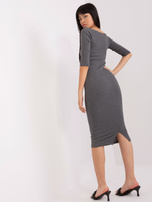 Hurtownia Ciemnoszara mii sukienka basic w prążek