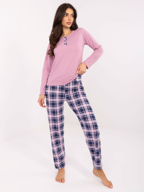 Brudnoróżowa damska piżama z bawełny 