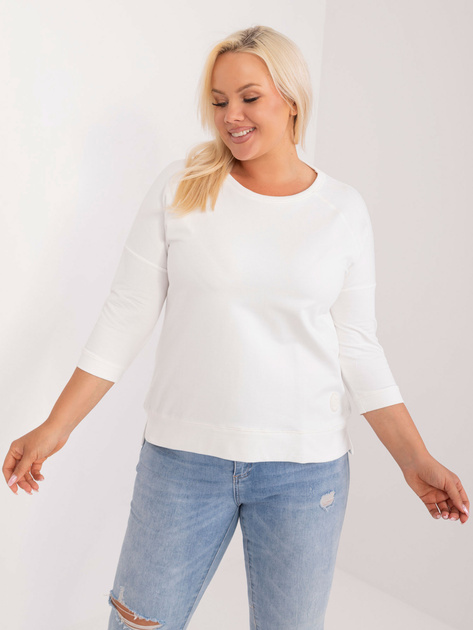 Hurtownia online Ecru gładka bluzka plus size z bawełny