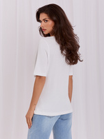Biały bawełniany t-shirt basic RUE PARIS