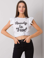Weiße Bluse mit Druck "Beverly".