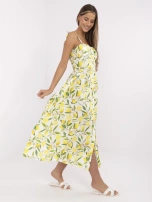Ecru-yellow long dress with lemons.