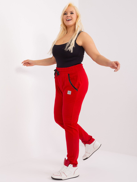 Hurt Czerwone dresowe spodnie plus size z wiązaniem