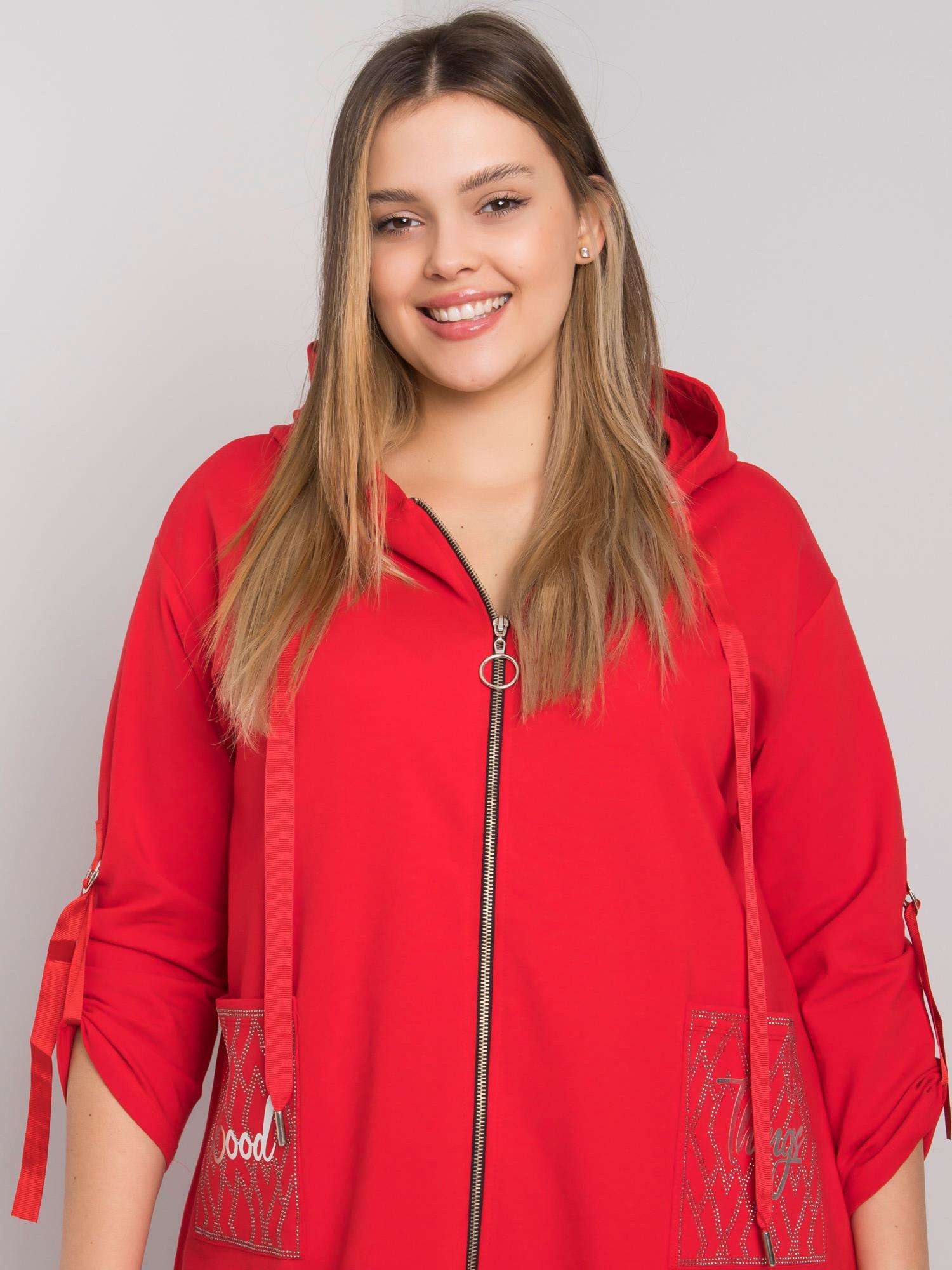 Red Zurich Plus Size Zipper Sweatshirt