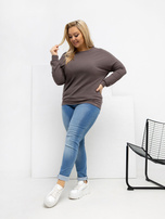 Brązowa damska bluzka plus size z długim rękawem