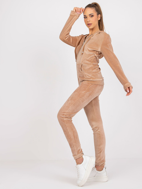 Beżowy dwuczęściowy welurowy komplet ze spodniami Ilaria