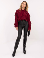 Bordowa elegancka koszula z żabotem