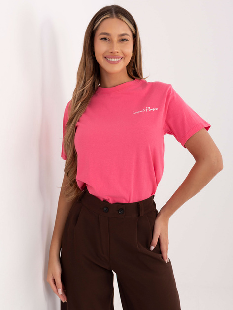 Różowy t-shirt z nadrukiem na plecach SUBLEVEL