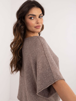 Hurt Ciemnobeżowy dwustronny sweter z krótkim rękawem 