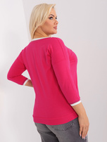 Hurt Fuksjowa gładka bluzka plus size ze ściągaczami