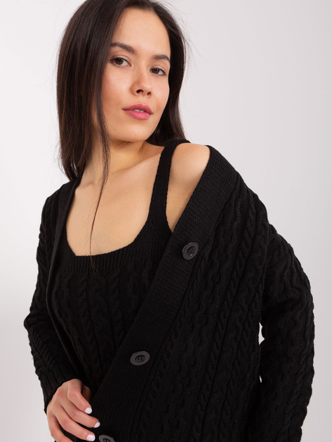 Hurtownia Czarny dwuczęściowy komplet w warkocze