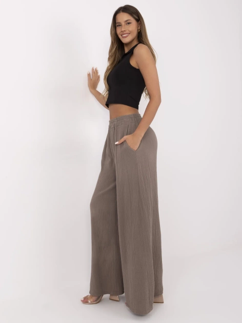 Brązowe muślinowe spodnie z bawełny