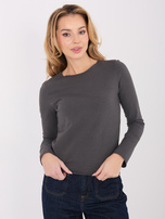 Grafitowa bluzka basic z długim rękawem