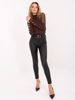 Brązowa elegancka bluzka z długim rękawem RUE PARIS 