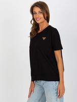 Hurtownia Czarna bluzka oversize z okrągłym dekoltem