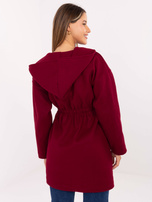 Bordowy damski płaszcz z kapturem RUE PARIS