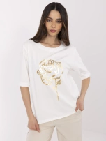 Ecru damska bluzka z krótkim rękawem 