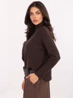 Chocolate turtleneck sweater with ribbing RUE PARIS.