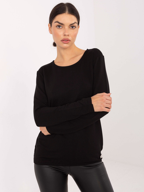 Czarna casualowa bluzka z gumką na dole