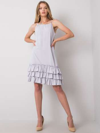 Helles graues Kleid mit Rüsche Routh RUE PARIS.