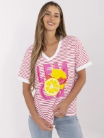 Czerwono-biała letnia bluzka z włoskim motywem