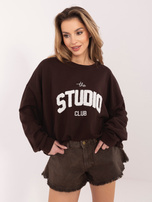 Czekoladowa bawełniana bluza oversize z haftem