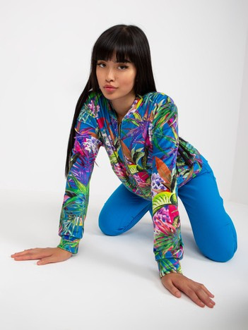 Hurt Niebiesko-fioletowa bluza bomberka z nadrukiem RUE PARIS