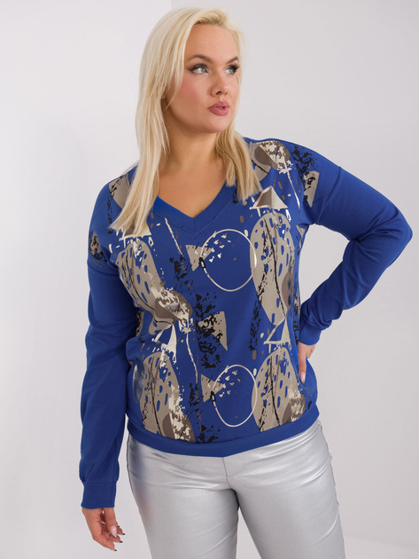 Hurt Kobaltowa bluzka plus size z długim rękawem