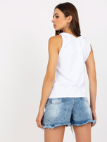 Hurt Weißes glattes Basic-Top mit gebundenen Trägern RUE PARIS.