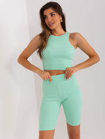 Hurt Miętowy trzyczęściowy komplet casualowy z bawełny