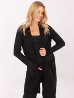 Czarny damski kardigan z kieszeniami