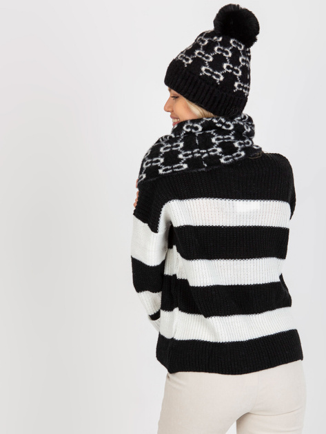 Hurtownia Czarno-biały damski komin we wzory