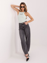 Miętowy damski tank top z haftowanym napisem SUBLEVEL 