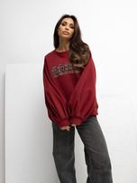 Bordowa ocieplana bluza z naszywką RUE PARIS 