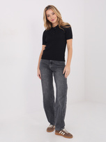 Czarny damski sweter z krótkim rękawem