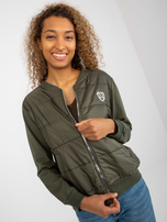 Damen Bomberjacke mit Steppung RUE PARIS in Khaki.