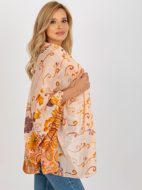 Hurt Pomarańczowo-żółta bawełniana chusta w kwiaty