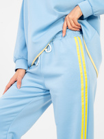 RUE PARIS Pastelowy niebieski damski komplet z bluzą oversize