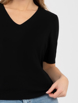 Czarny klasyczny sweter z krótkim rękawem 