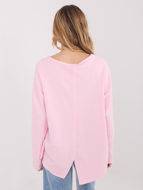 Jasnoróżowa bluza z ozdobnym przeszyciem