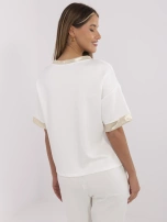 Ecru damska bluzka oversize z nadrukiem