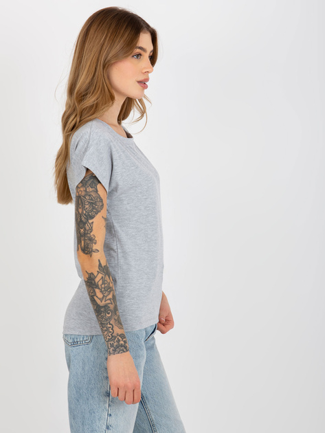 Hurt Szary damski t-shirt basic z okrągłym dekoltem