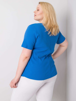 Tamsiai mėlyna juostuota bluzonė plus size Stella.