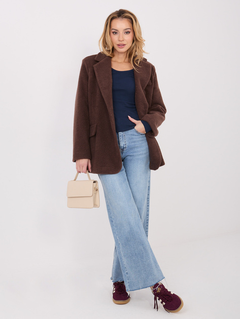 Granatowa bluzka basic z okrągłym dekoltem