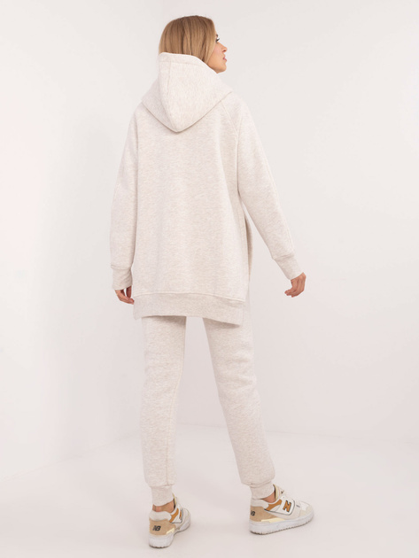 Hurt Jasnobeżowy melanżowy komplet basic ze spodniami