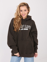 Czekoladowa damska bluza kangurka z kapturem