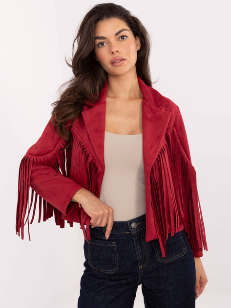 Czerwona kowbojska kurtka bez zapięcia RUE PARIS