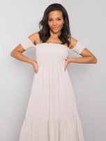 Beżowa sukienka z falbaną Pallavi RUE PARIS