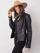 Schwarze Jacke aus ökologischem Leder Eulalie.