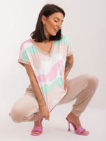 Hurt Beżowo-różowy komplet welurowy z bluzką RUE PARIS